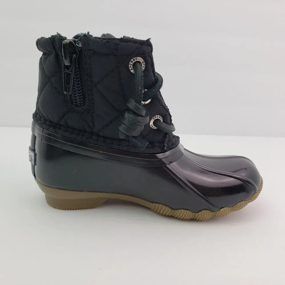 Sperry Top Sider Saltwater Toddler Size 6 Black Quilted Waterproof Duck Boots